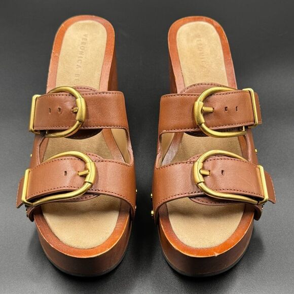 Veronica Beard Halifax Leather Studded Buckle Clogs - Picture 3 of 11